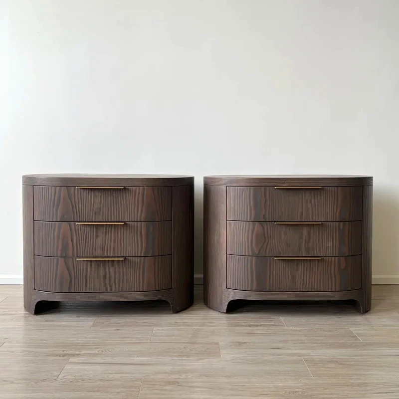 Bedside Tables - Faux Old Wooden Bedside Tables with Hidden Storage 