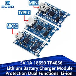 EGBO 5PCS 10PCS Lithium Charging board 18650 module Type-C Micro Mini 5V 1A Charging Board Protection Dual Functions tp4056
