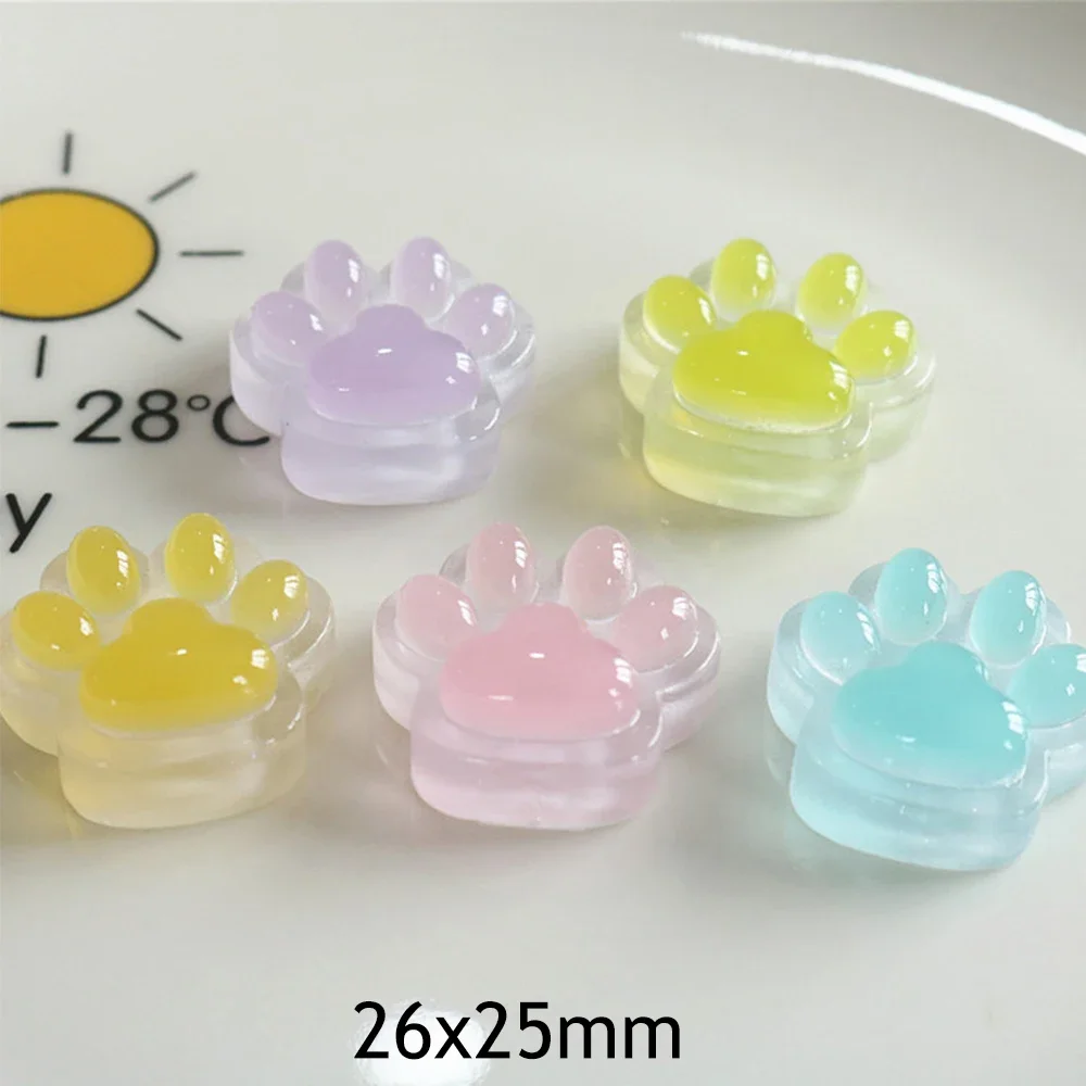 10PCS 26x25mm Transparent Paw Miniature Flat Back Resin Cabochons For Hairpin Scrapbooking DIY Home Decor Craft Accessories