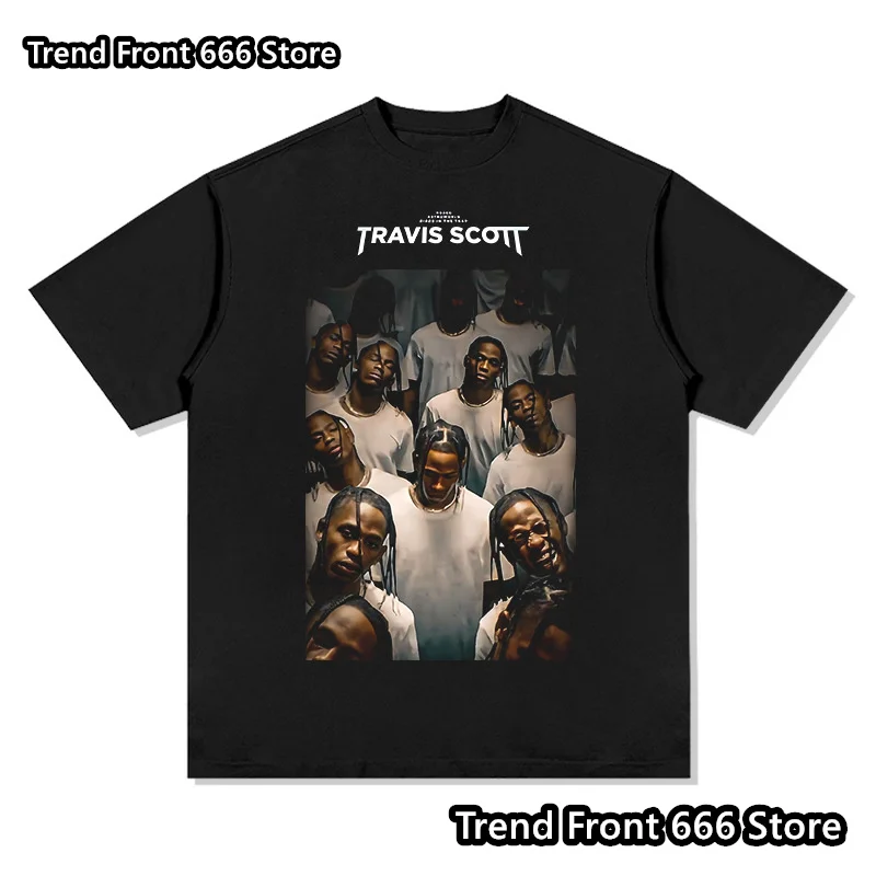 Travis scot Cotton Trend T shirts For Men Black people Street Rap Summer Mens Short Sleeve Hip HOP t shirt High quality top