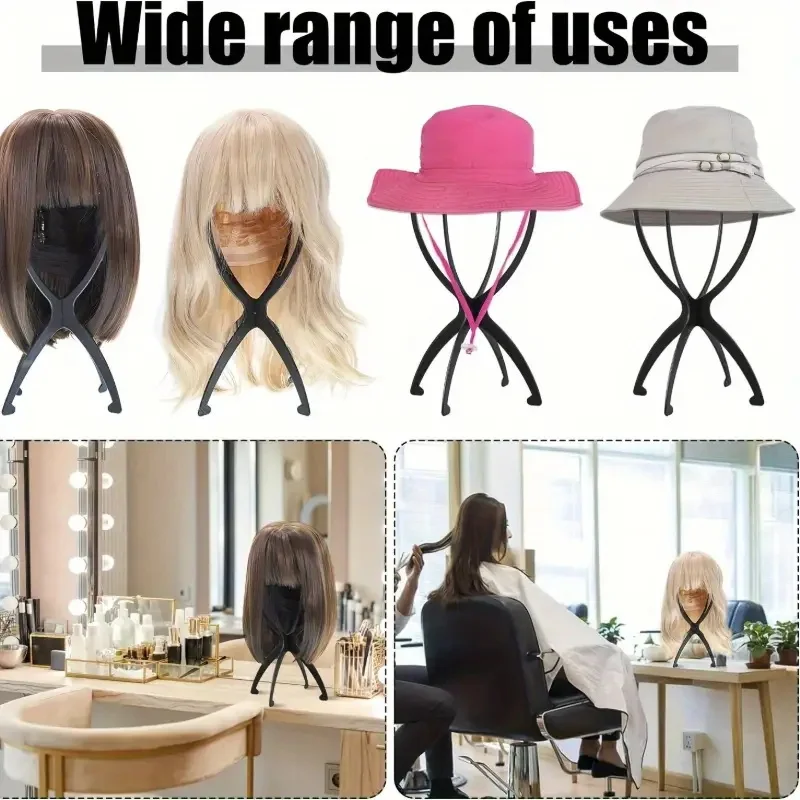 1 قطعة أسود/وردي اللون للطي شعر مستعار حامل البلاستيك شعر مستعار حامل المحمولة للطي لعرض التصميم شعر مستعار المرأة