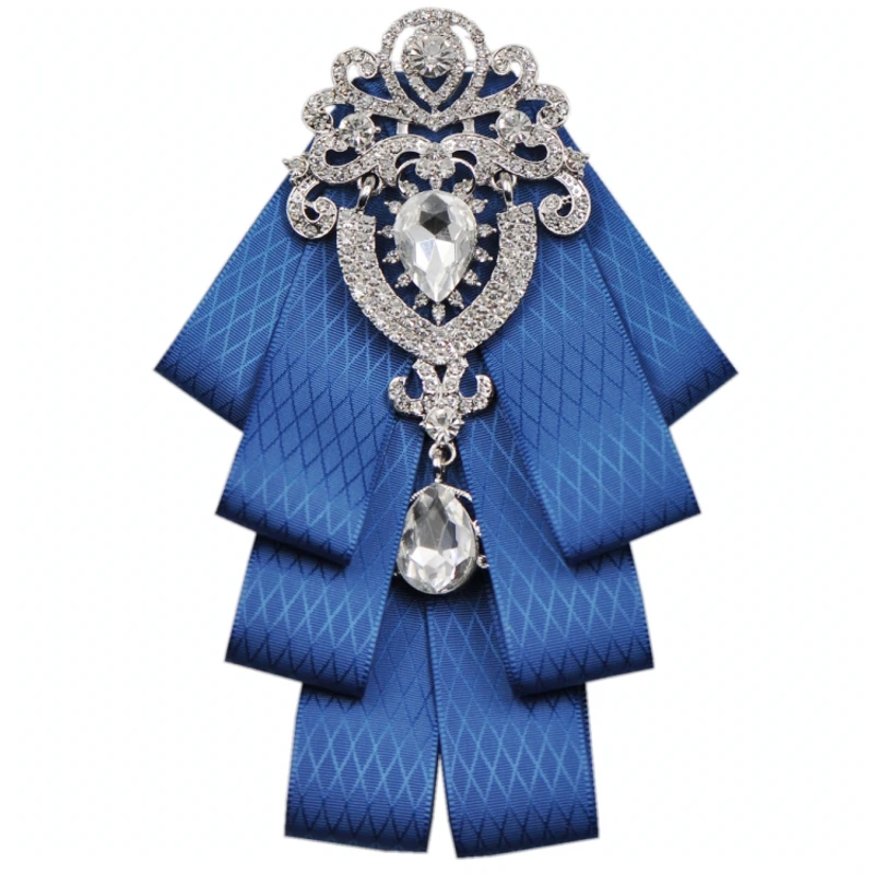 Tkanina Retro Rhinestone muszka brytyjski styl kobiety luksusowy krawat muszki ślubne dodatki odzieżowe dla mężczyzn kobiety koszule krawat — zdjęcie 4