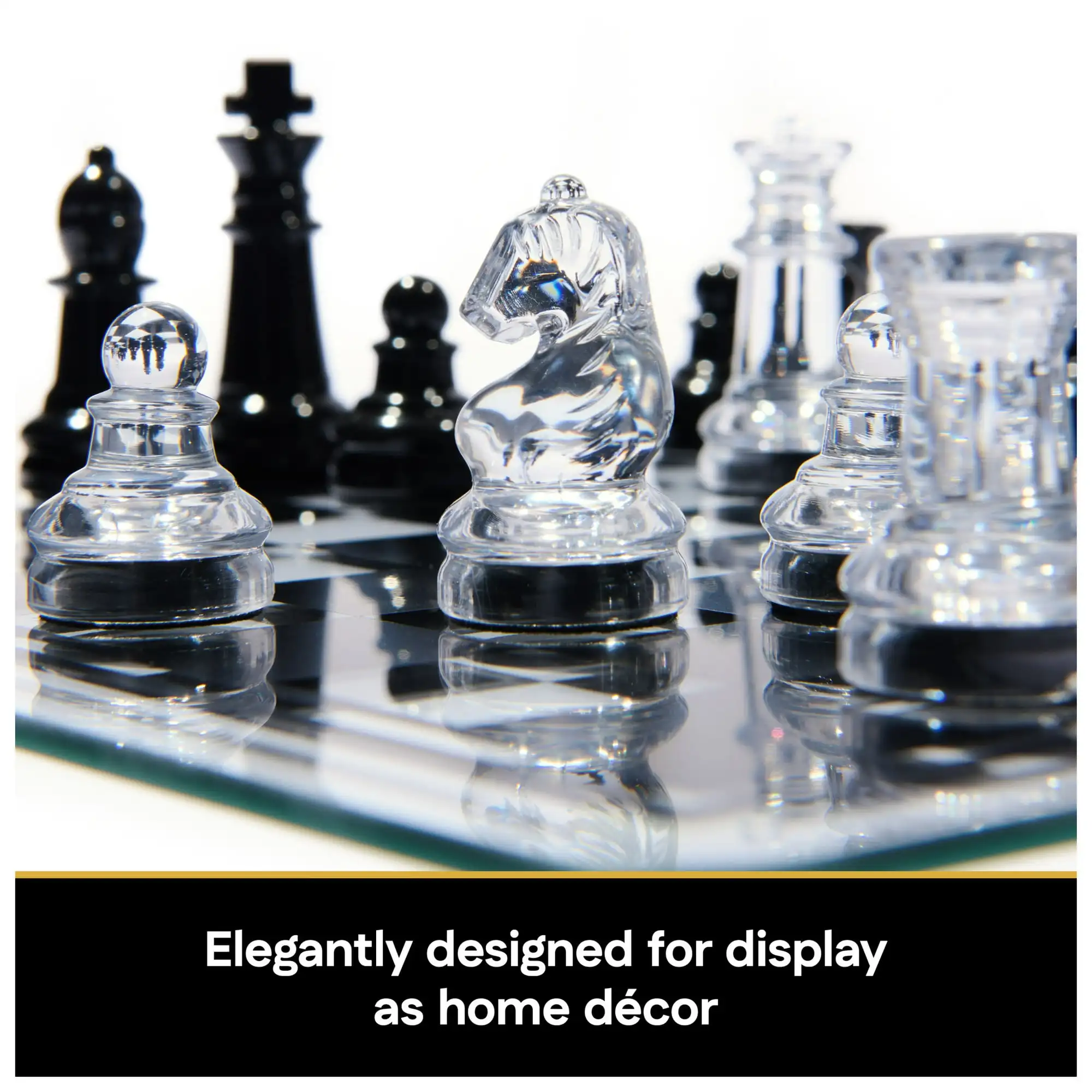 

Cardinal Classics, Black and Clear Chess, Checkers Set with Glass Gameboard
