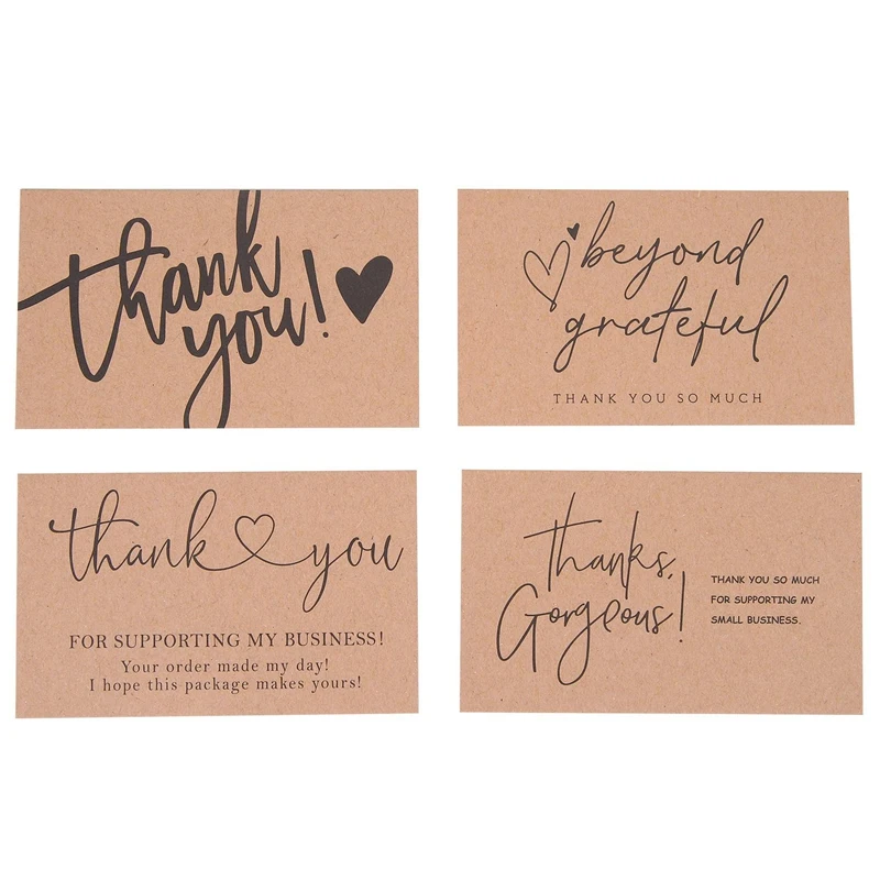 120 Pcs Exquisite Kraft Paper Thank You Cards ,For Small Business Appreciation Card Gift Decoration Cards