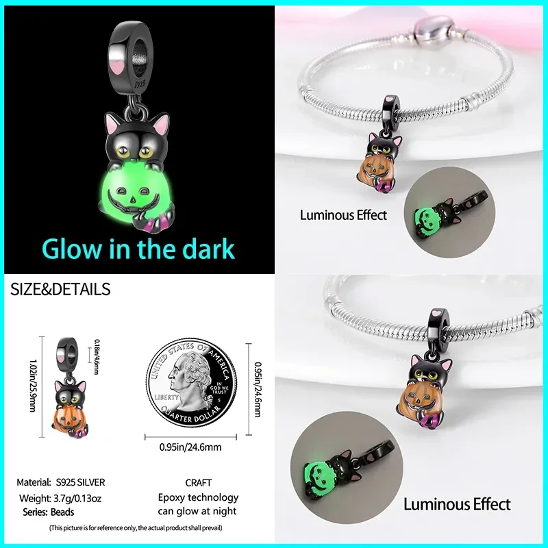 925 Charms Glow in the Dark Prata, Firefly, abelha, contas de estrela, se Fits Pulseiras Pandora Originais, Fazer Jóias DIY, Presente