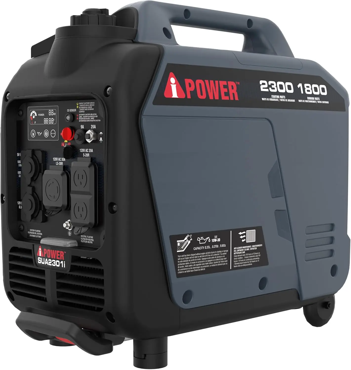 

Portable Inverter Generator, 2300W RV Ready, EPA & CARB Compliant CO Sensor, Portable Ultra-LightWeight For Backup Home Use