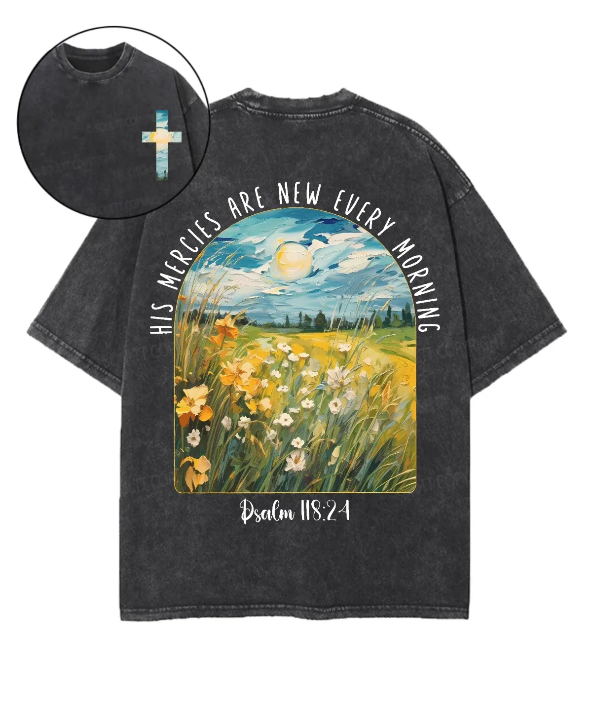 Fashion Fields Art Printed T-shirt Men Women Clothing Summer Casual Pure Cotton Tshirt Gothic Y2k Washed Oversized Tees Tops