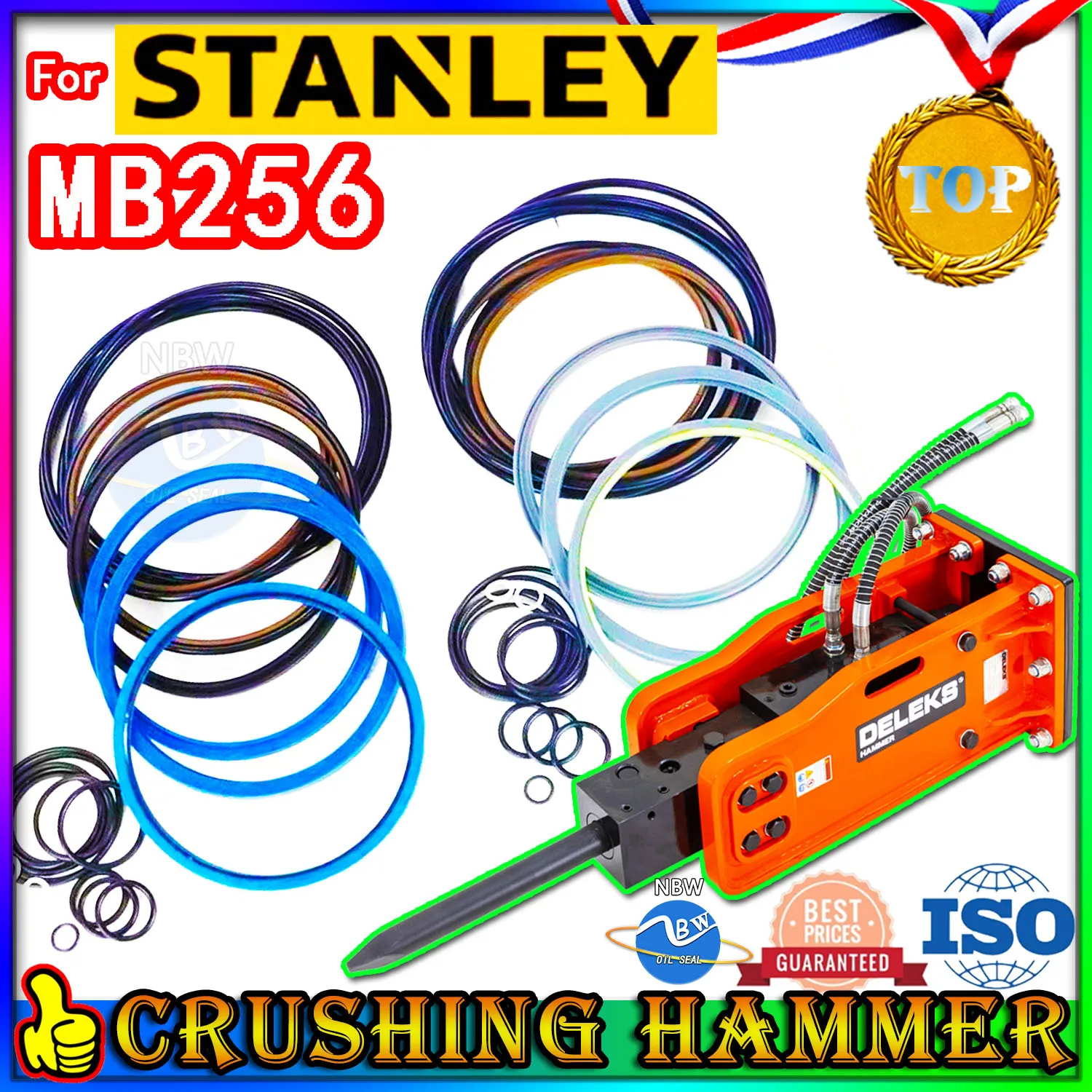 

For Stanley MB256 Crushing Hammer Oil Seal Repair Kit Excavator Hydraulic Cylinder Broken Breaker Dustproof NBR FKM BOOM Rod