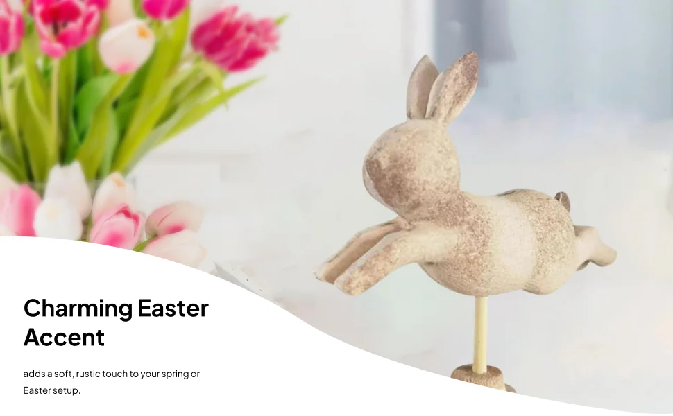 Bunny Figurine Wooden Animal Sculpture Room Decoration Accessories for Entryway Cabinet Holiday Gift Home Desk Decor