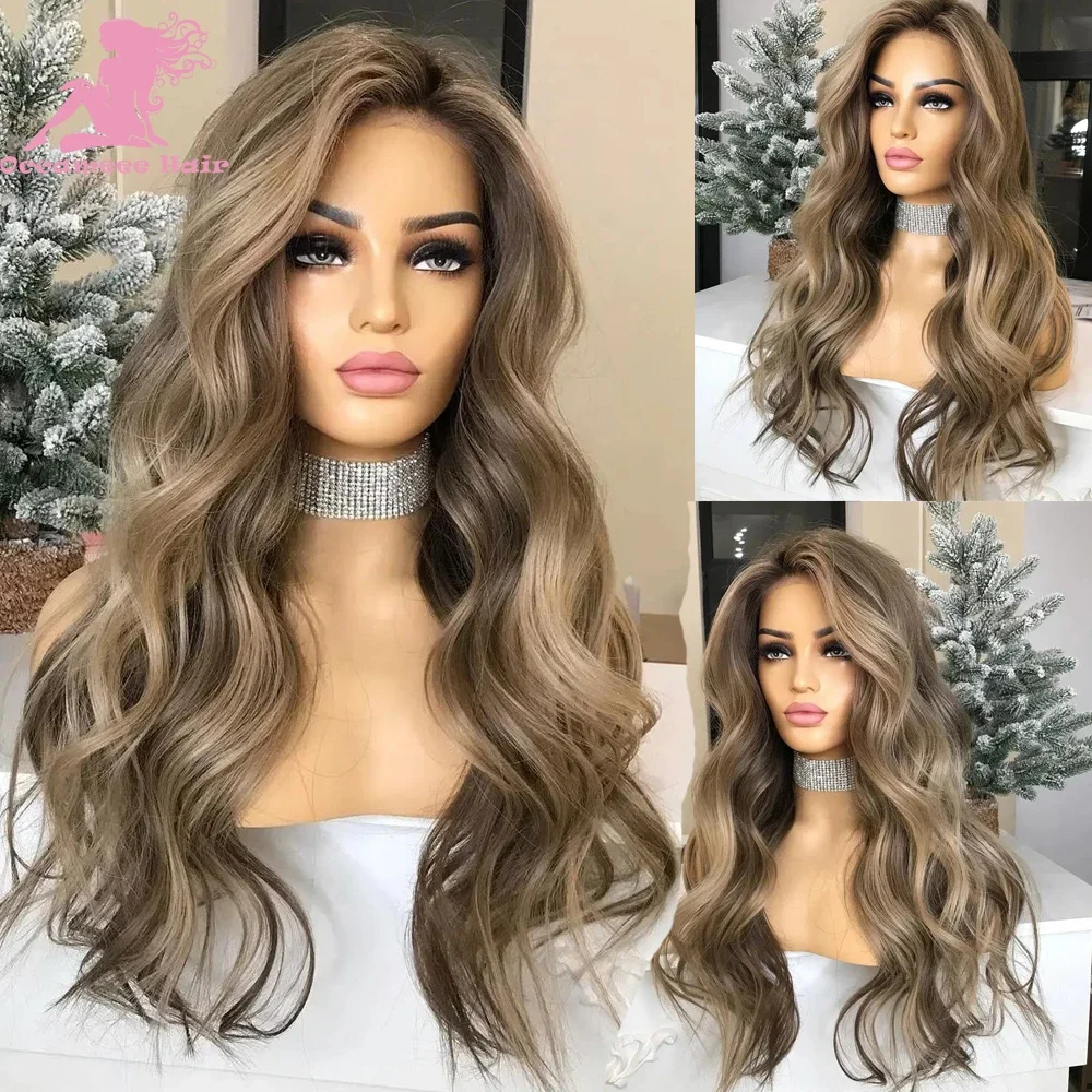 Frauen Perücken Highlight volle Spitze Perücke braun Mix Blonde13x4 Echthaar Spitze Front Perücken vor gezupft transparente Spitze brasilia nische Perücken