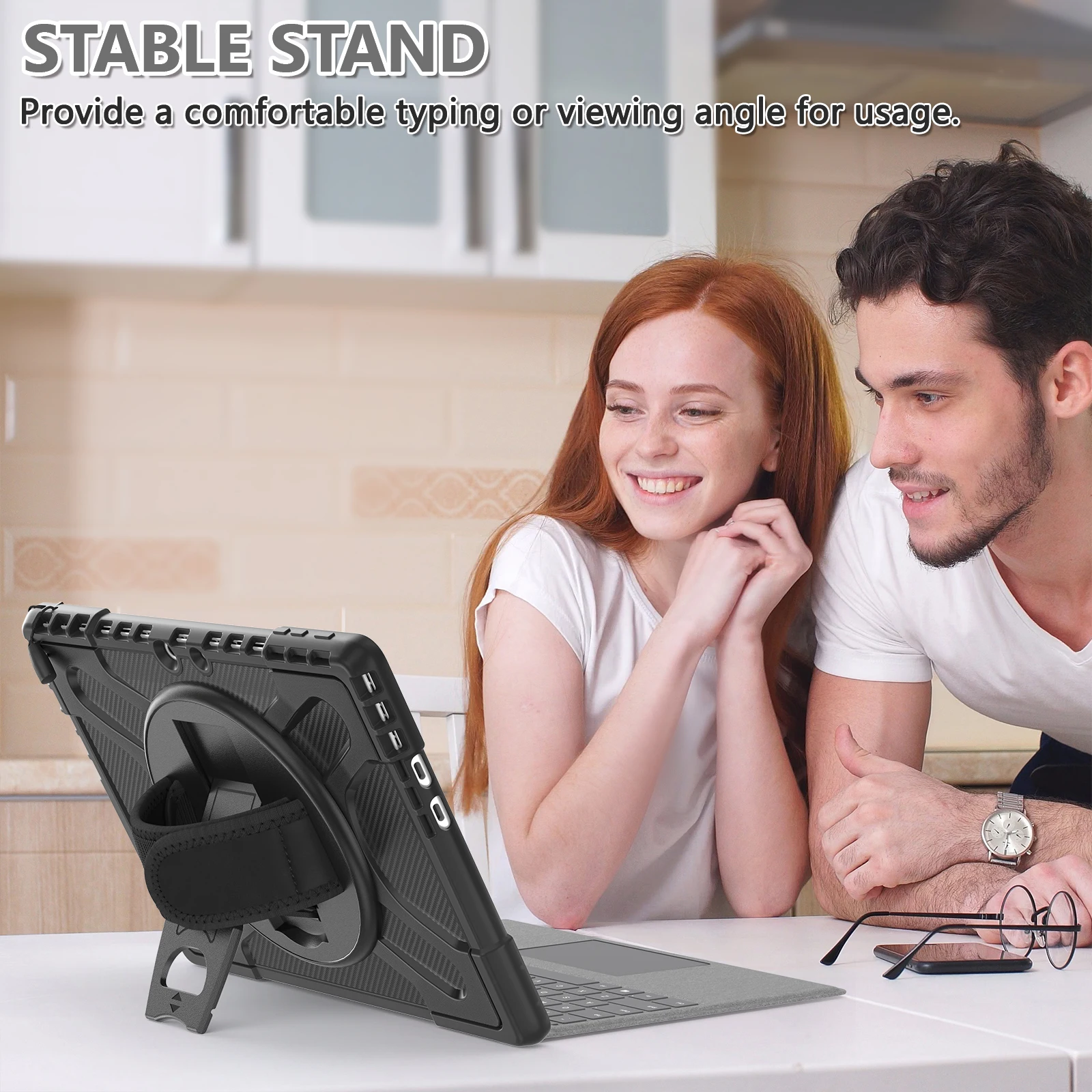 Heavy Duty Case For Microsoft Surface Pro 13 12 11 10 9 8 7 Plus 6 5 4 2-in-1 360 Rotatable Cover For Go 1 2 3 4 With Hand Strap