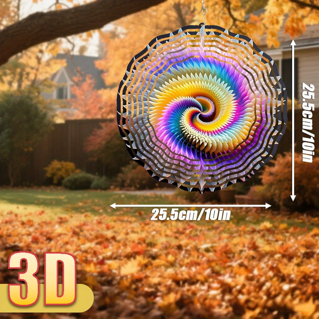 CIFBUY 3D Colorful Spiral Wind Chime Metal Spinner with 360 Rotating Hook Double Sided Hanging Ornament for Garden Patio Outdoor