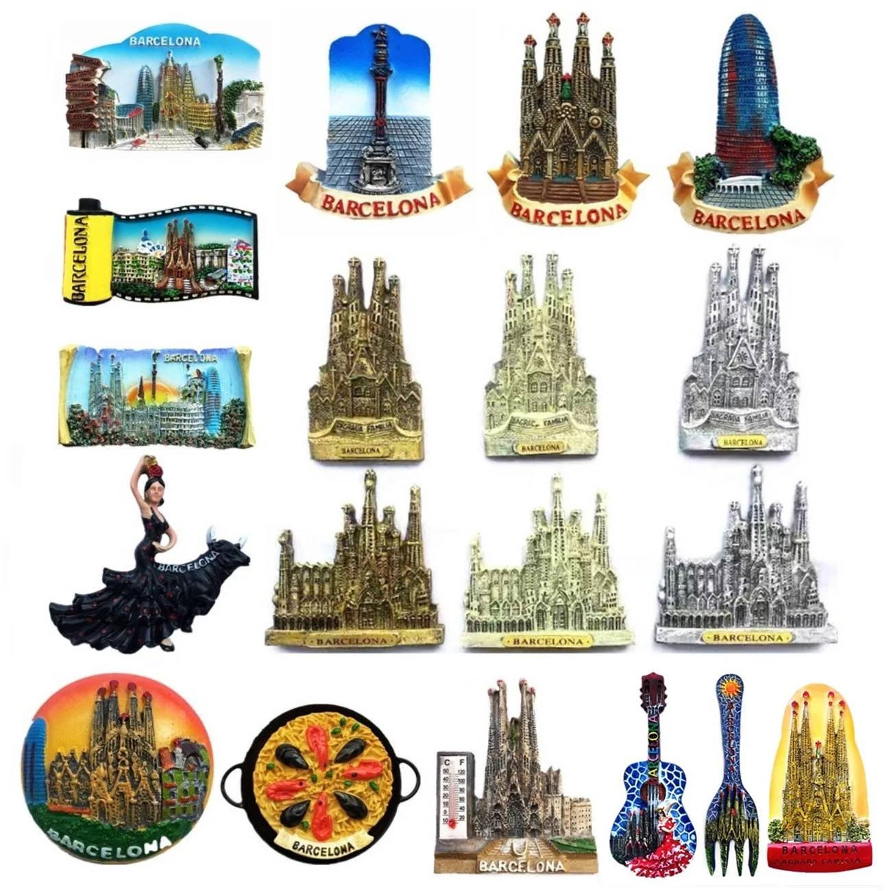 

Spain Barcelona Fridge Magnets Tourist Souvenir Decoration Articles Handicraft Magnetic Refrigerator Stickers Collection Gifts