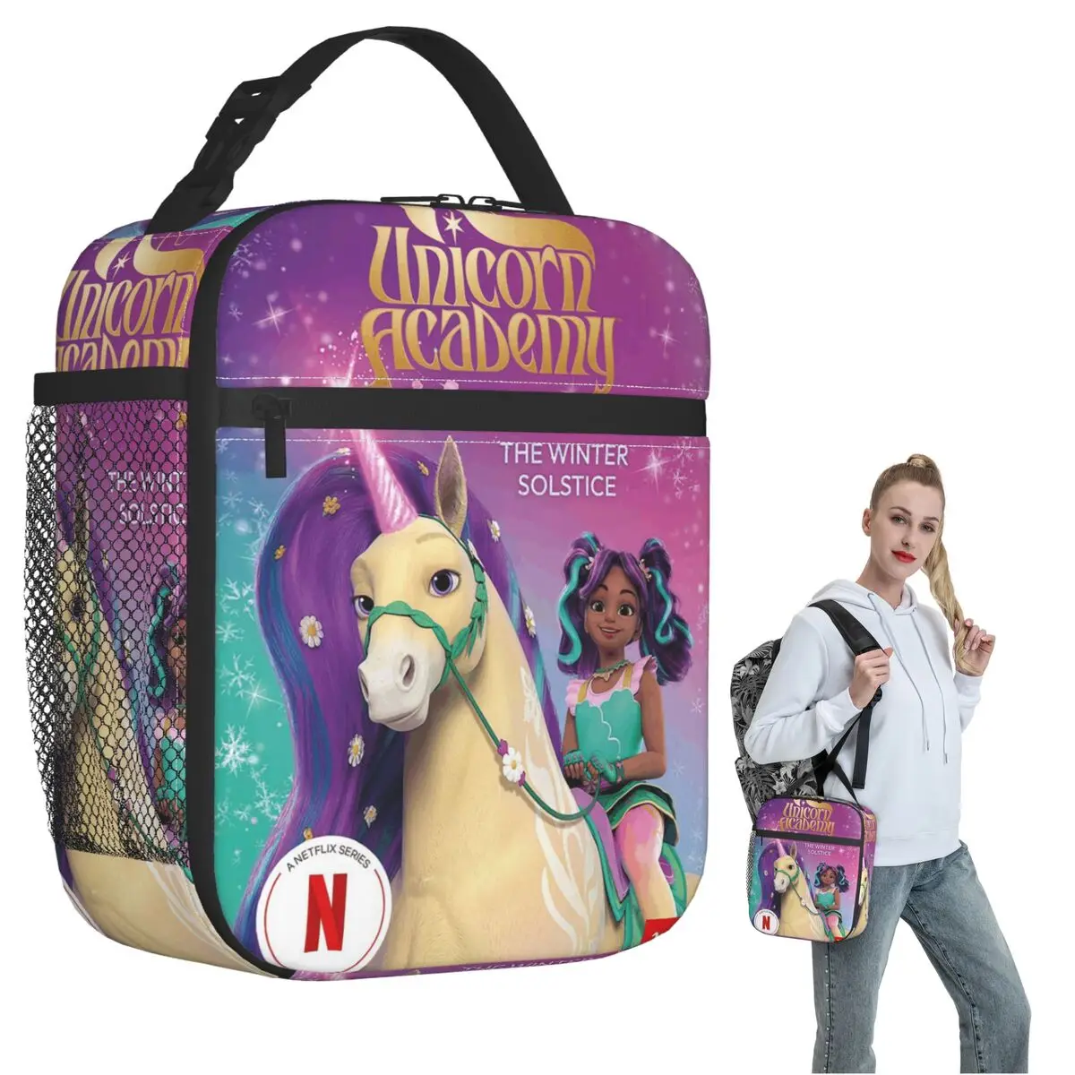 Unicorn Academy Insulated Lunch Bag for Women Children Portable Food Boxes Thermal Lunch Box Tote