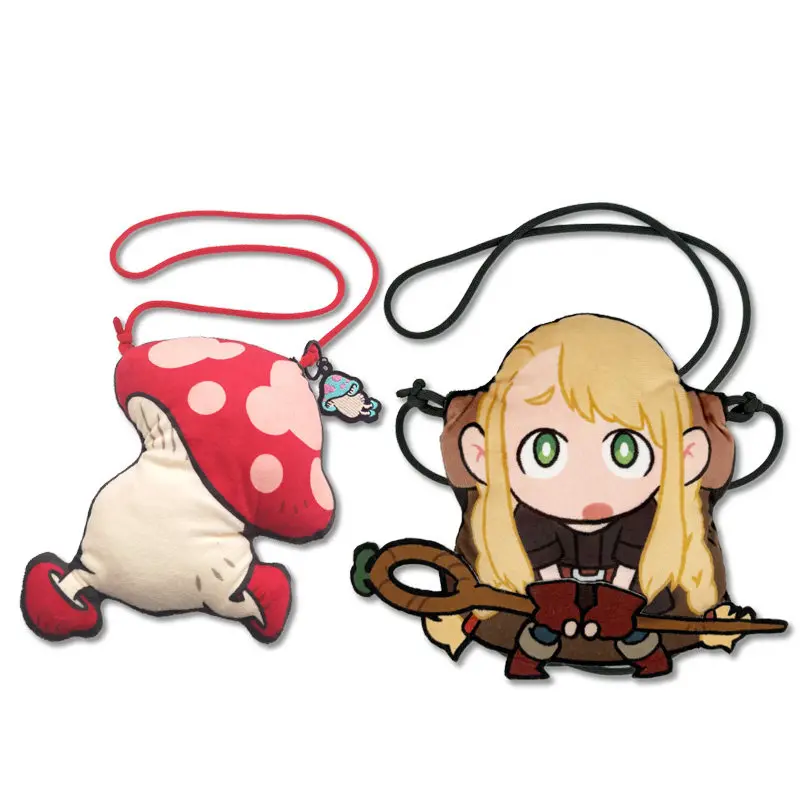 

SUNRISEPOP Delicious In Dungeon Cute Plush Crossbody Bag Marcille Walking Mushroom Cartoon For Daily Anime Outfit Manga Fans Gif