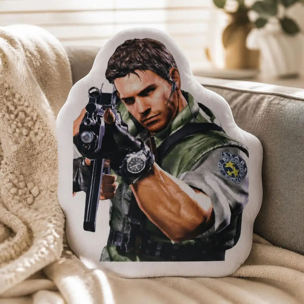 Resident Evil 5 Chris Redfield Shaped Stuffed Throw Pillow Video Game Character Cushion Sofa Bedroom Decor Gift for Gamers