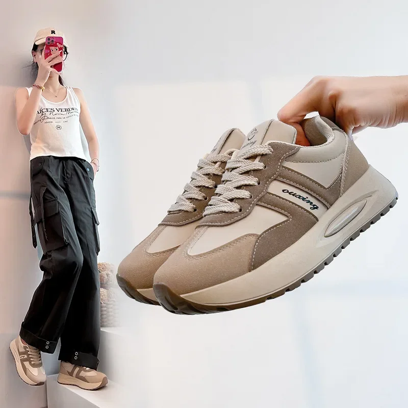 أحذية رياضية للربيع والخريف بكعب منحدر - صنادل مسامية وحركة متأرجحة وصديقة للياقة البدنية