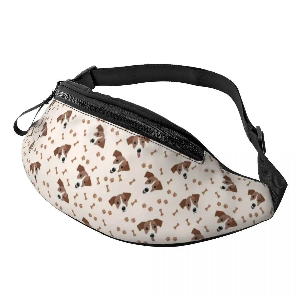 Jack Russell Terrier Dog Bones Fanny Pack Men Women Fashion Animal Crossbody Waist Bag for Running Phone Money Pouch