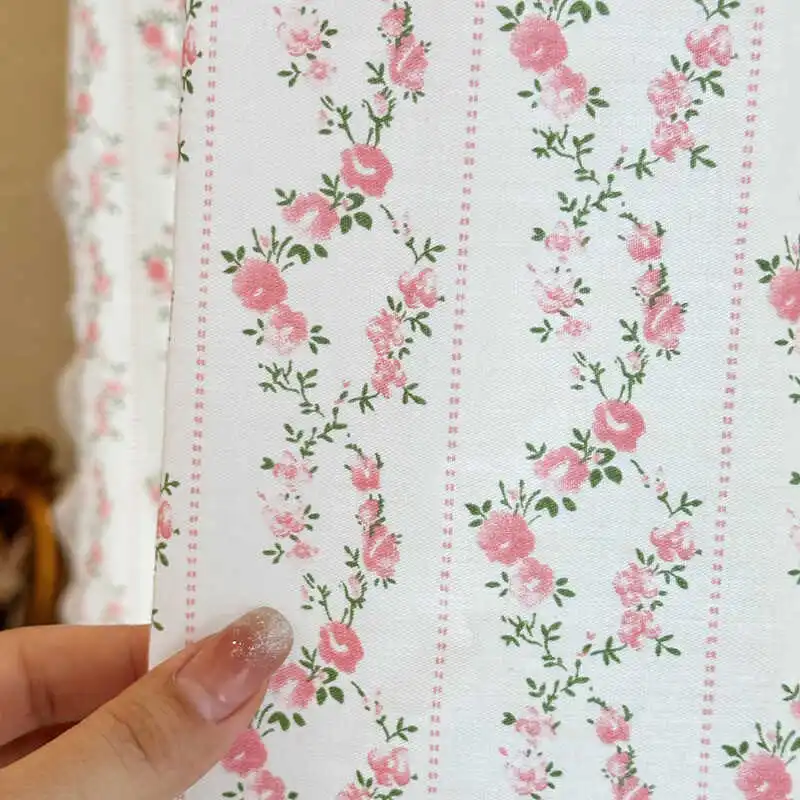 Printed Cotton Curtain Pastoral Floral Partition Half Curtain Blind Door Curtain French Style Fresh and Elegant Room Decoration