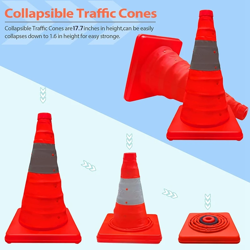 Orange Safety Road Reflective Parking Cone Multi Purpose Construction Cones For Training, Parking And Driving Practice