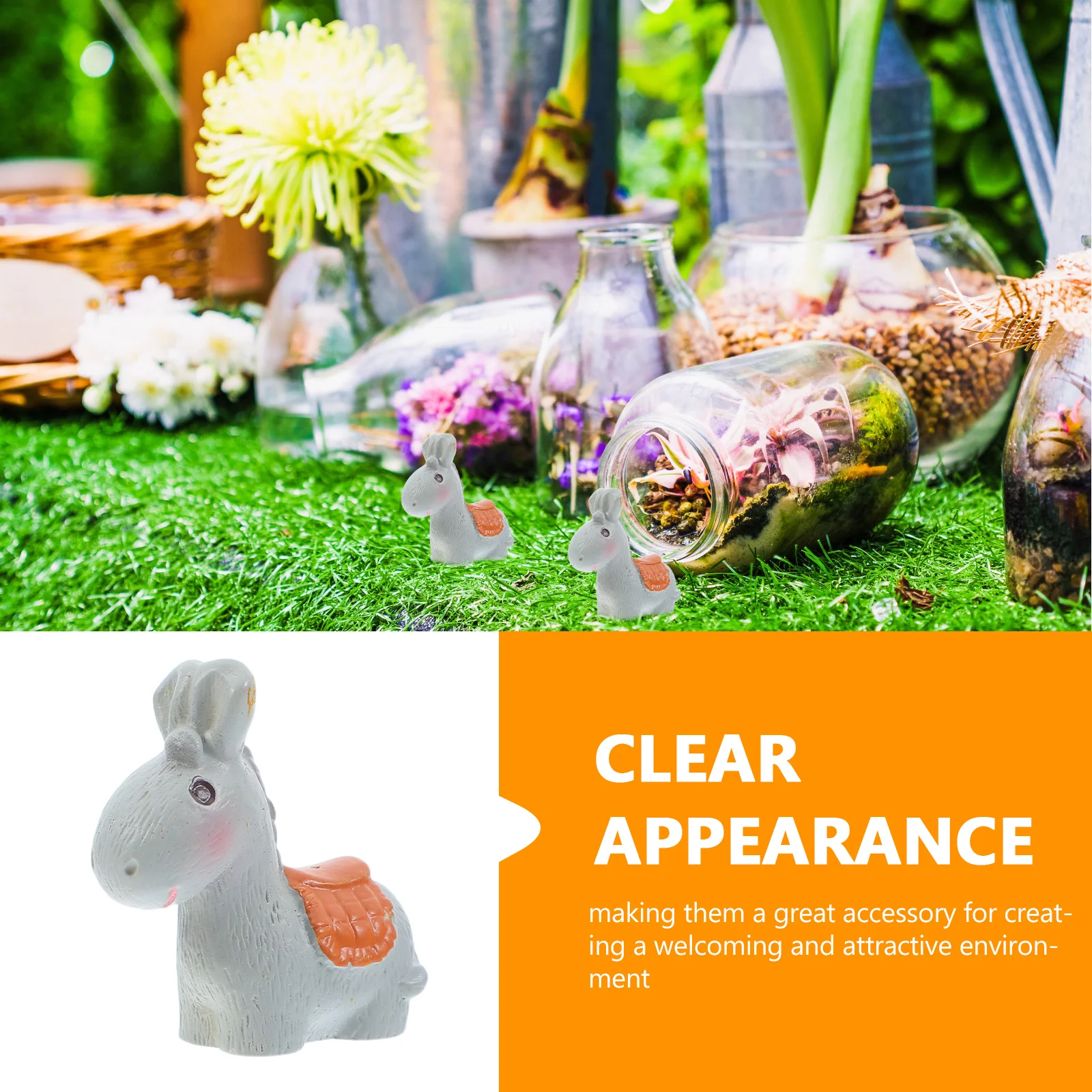 

6Pcs Mini Donkey Resin Animals Detailed Micro Landscape Accessories Tiny Donkey Ornaments Garden Decor Mini Landscape Animals