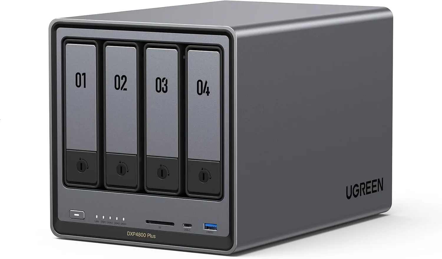 UGREEN NAS DXP4800 Plus 4-Bay NAS, Intel Pentium Gold 8505 5-Core CPU | 8GB DDR5 RAM, Built-in 128G SSD, 1x 10GbE, 1x 2.5GbE, 2x M.2 NVMe Slots, 4K HDMI, Desktop Network Attached Storage (Diskless)