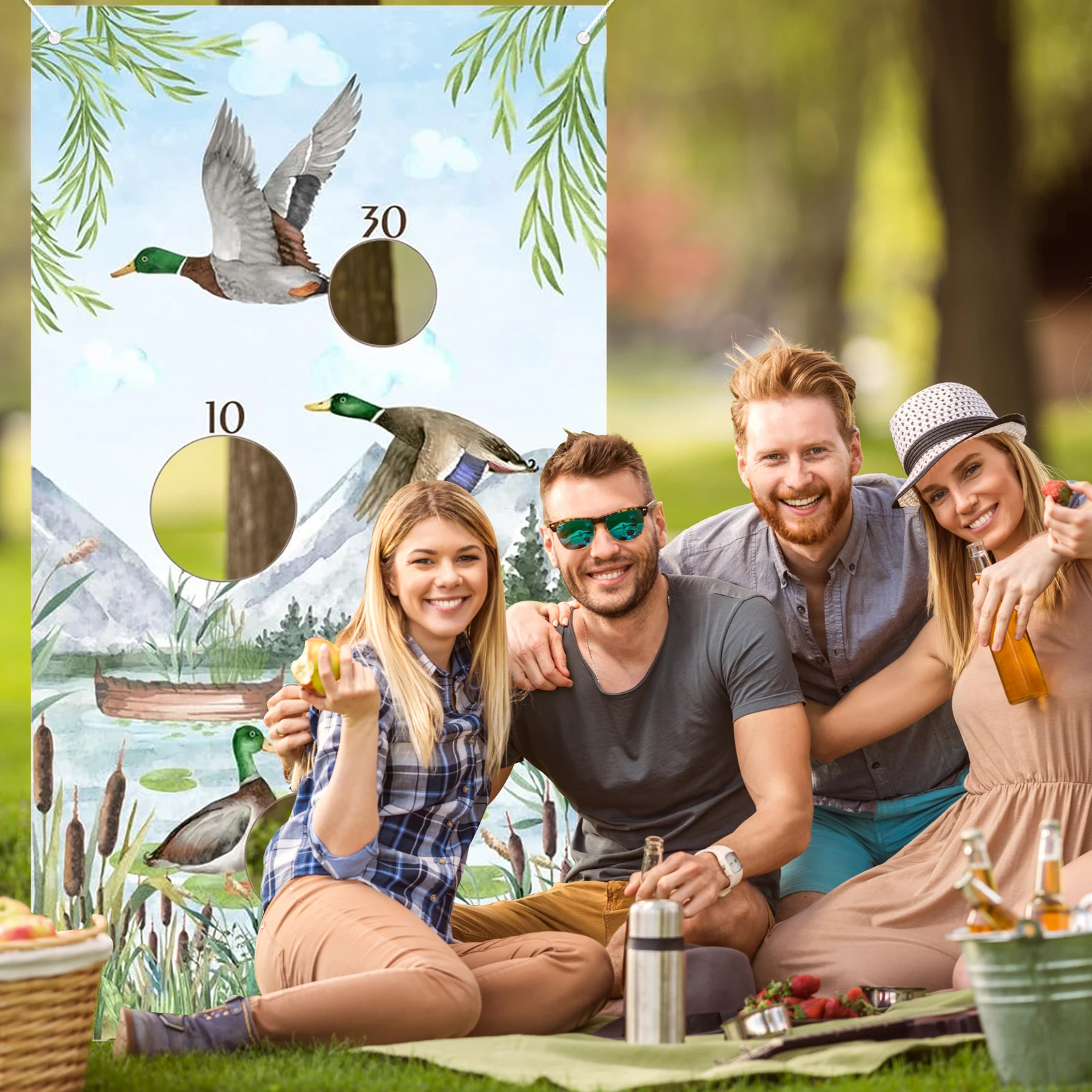 ألعاب الرمي لموضوع صيد البط، لعبة رمي حقيبة الفول للأولاد والبنات، لافتة خلفية لألعاب الرمي ذات موضوع مالارد للاستخدام الداخلي والخارجي #5