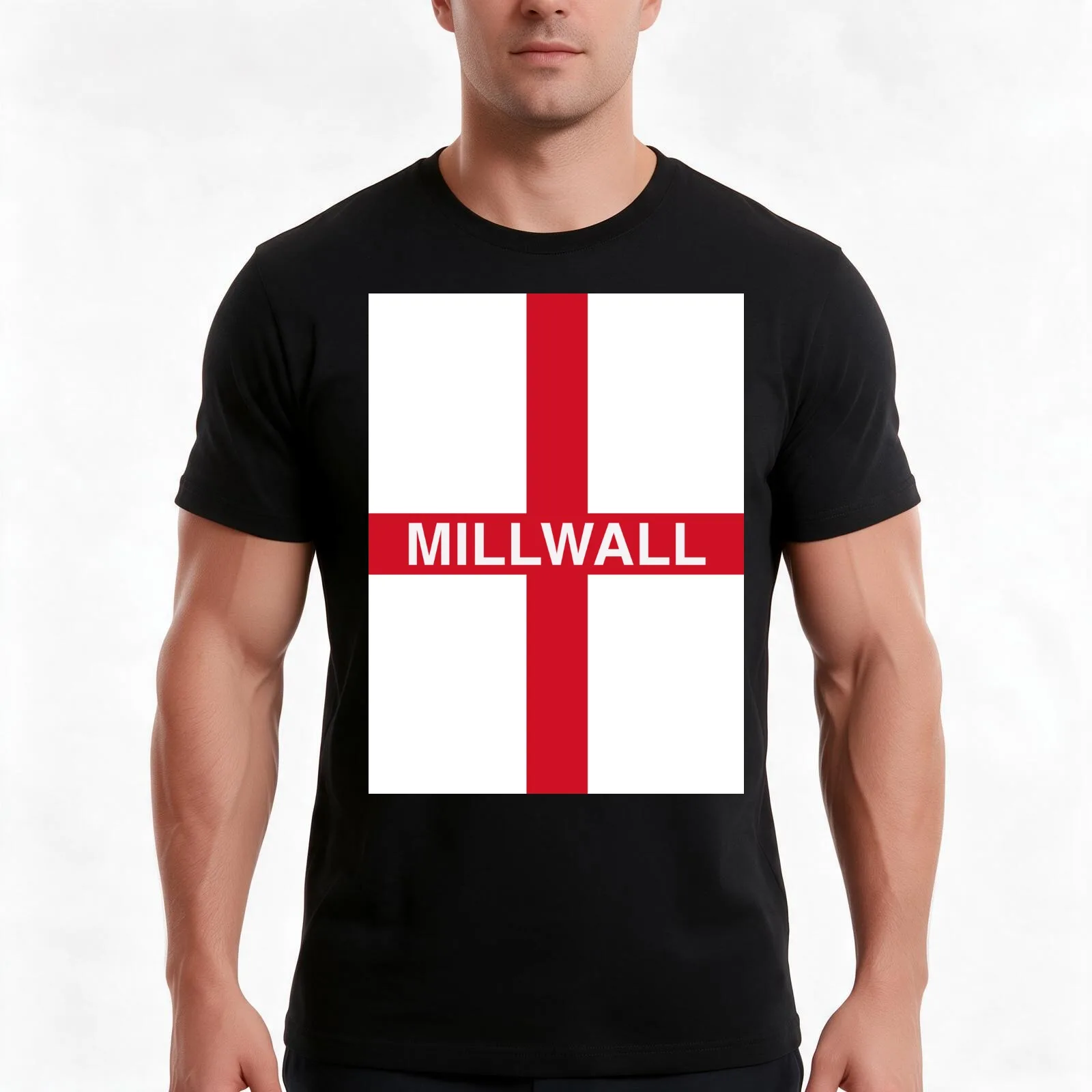 Millwall St George Banner T-Shirt, Summer Casual Cotton Tee, Oversized Streetwear Tops, Vintage Graphic Print, Unisex Men Women