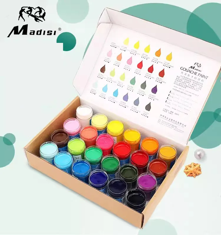 

Madisi Degumming Gouache Paints 22ml 24 Colors Non-Toxic Quick-dry Professional Gouache Watercolor Paint For Painting Artist