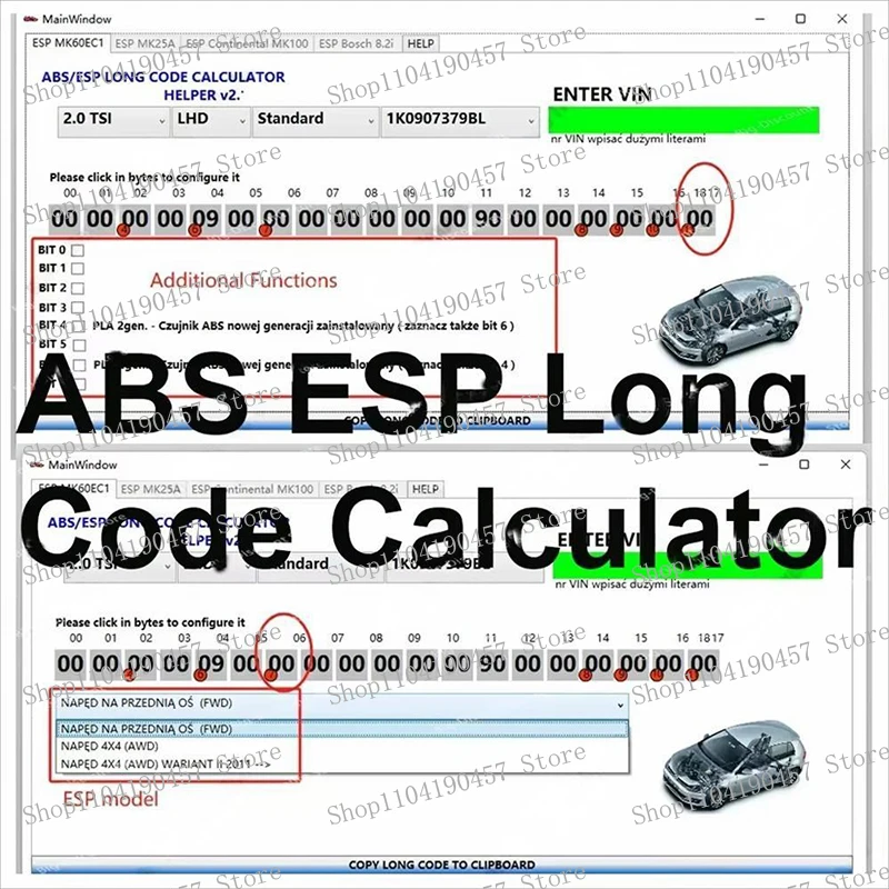 2024 hot software tools for VW ABS ESP Long Code Calculator Helper MK60EC1 ABS ESP Long Code Calculator Suports over 28 Cars