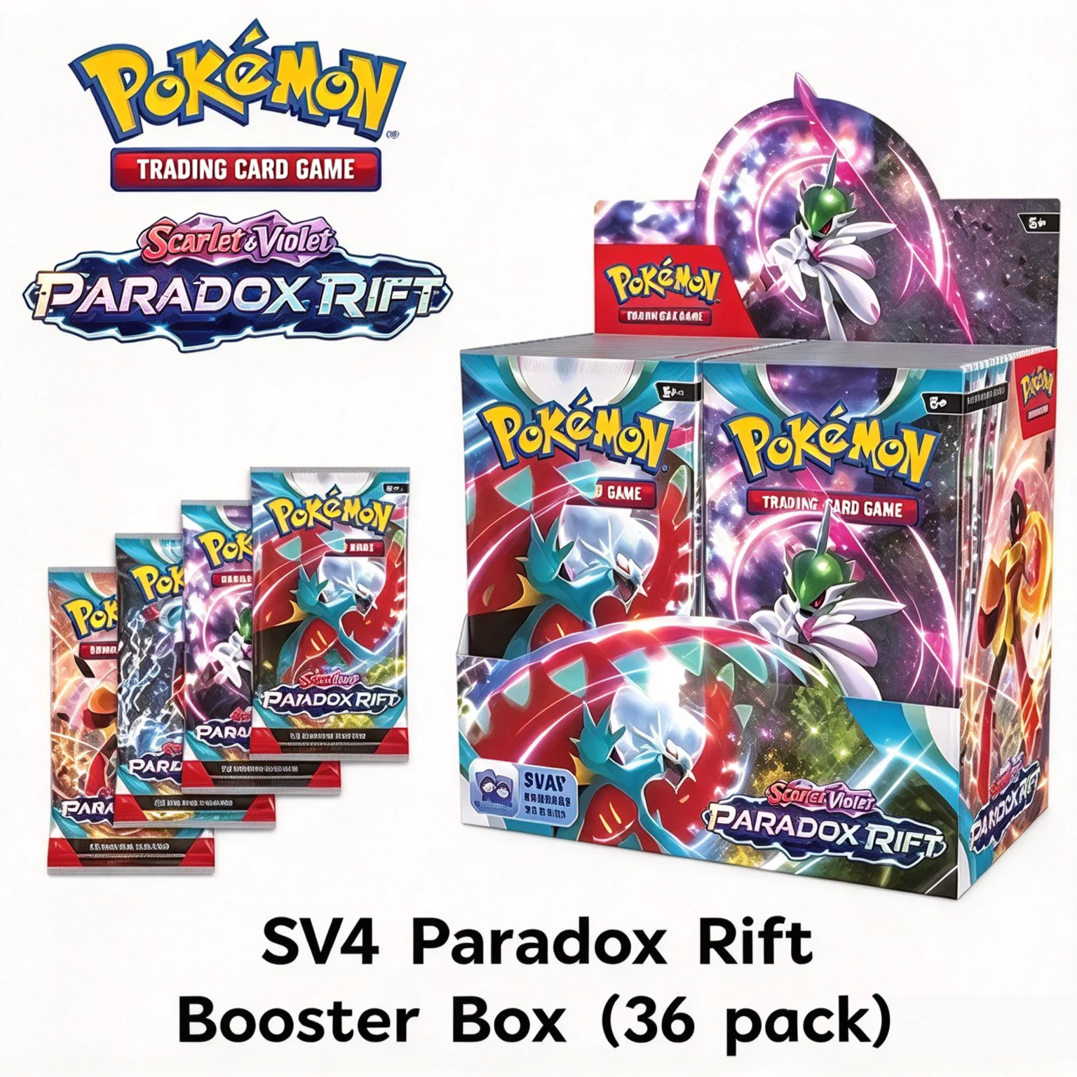 NEW 40Pcs Pokem Cards  Sealed Booster Box Scarlet Violet Paradox Rift Rare Holo Battle English Collectible Great Gift for Kids