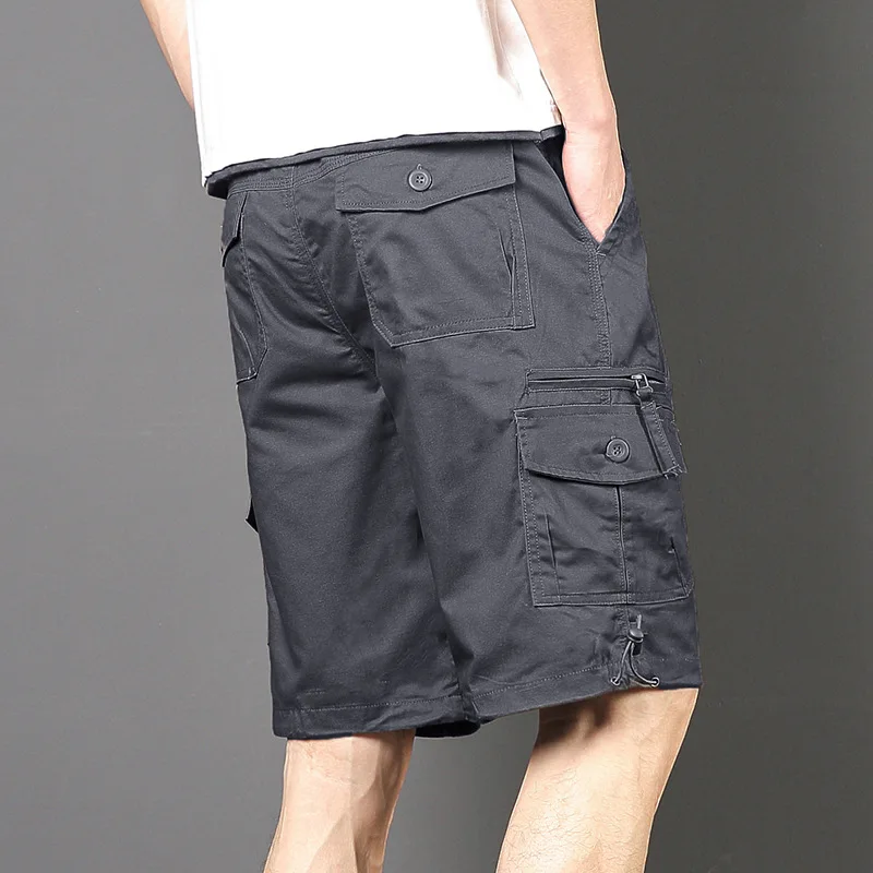 Summer New Men\'s Cargo Shorts Fashion Korean Version Loose Five Quarter Pants Men\'s Multi-pocket Straight Casual Pants