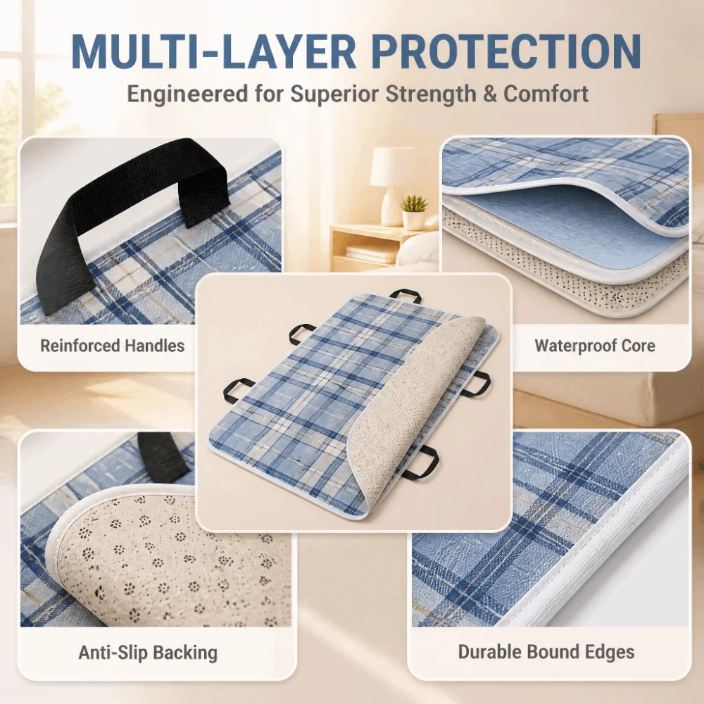 Washable Patient Positioning Transfer Pad Lightweight Flexible Rolling Over Aid Pad Low Friction Leak-Resistant