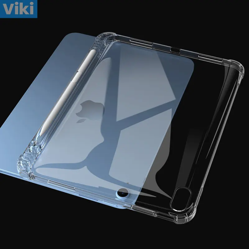 Glossy Protective Case for iPad 10th Gen A2696 A2757 A2777 Soft Clear Transparent Cover with Pen Slot iPad10 Anti-crack Casing