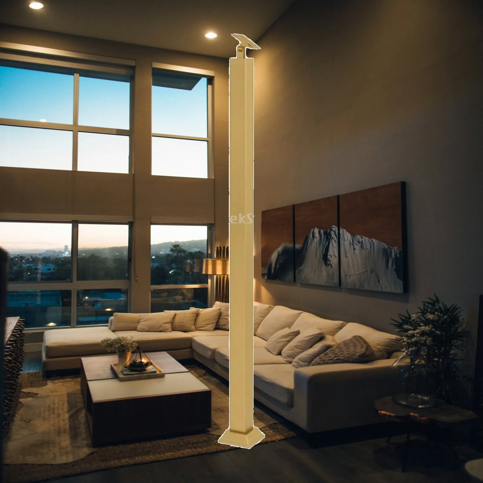 Indoor Staircase Railing Post 85cm Solid Wood Metal Support Column for Balcony Loft and Terrace Safety Barrier