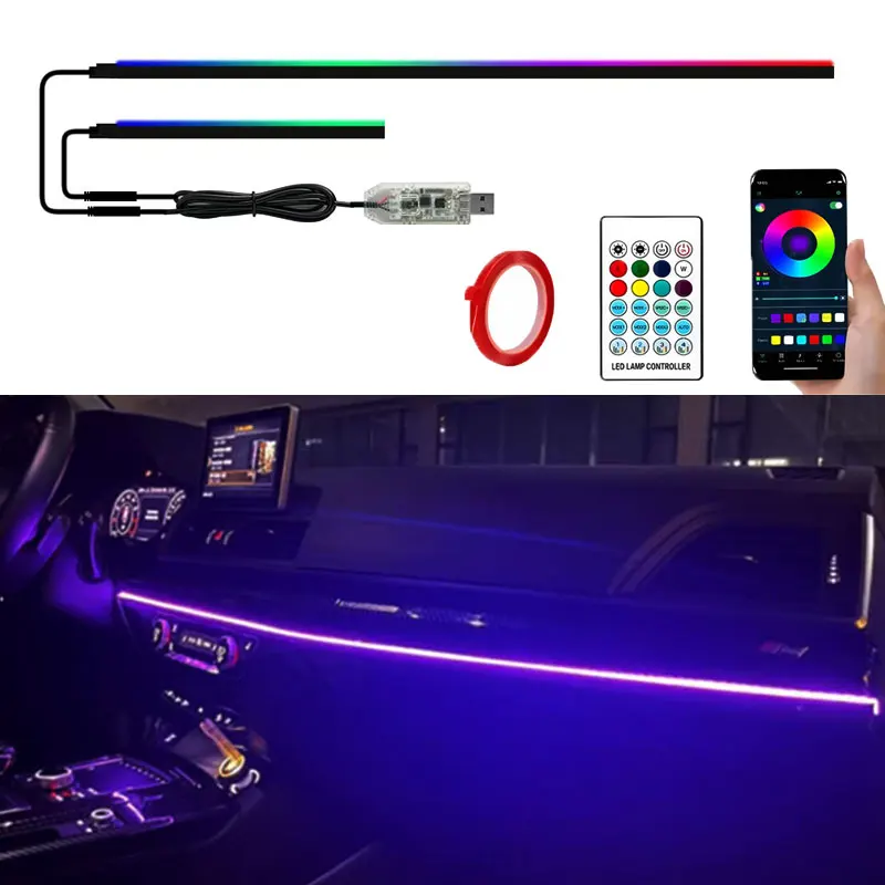 Автомобильный светодиодный атмосферный светильник для Skoda Octavia 2 3 A4 Superb Rapid Kodiaq Karoq Fabia Kamiq Fabia акриловые полосы 64 цвета RGB лампа