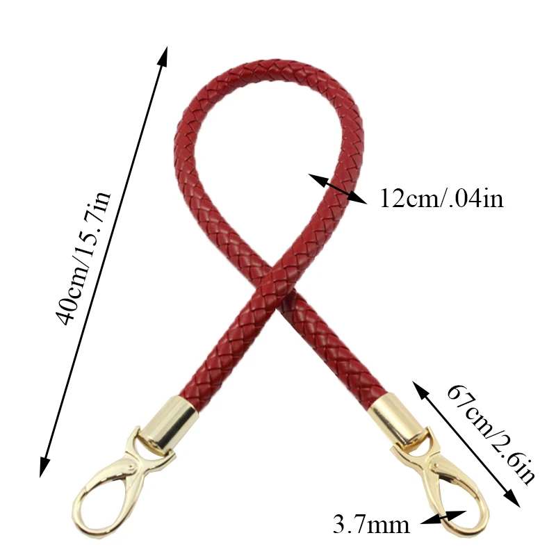 40CM PU Braided Rope Bag Handles For Handbag Lady Short Bag Belts Fashion Replacement Woven Bag Accessories Handbag Strap New