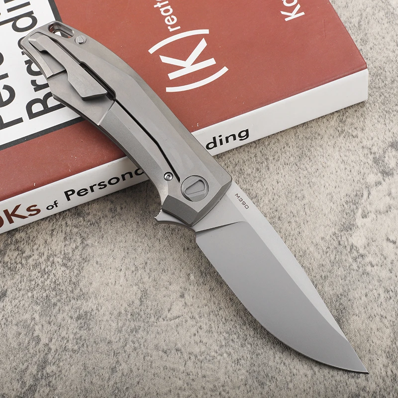 New M390 Steel Plate Titanium Alloy Handle High Hardness Sharp Folding Knife Outdoor Camping EDC Survival Fruit Knife