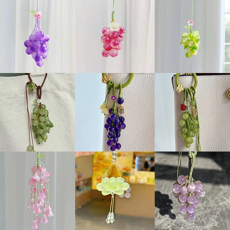 【 Baofu Grape 】 New Chinese Summer Red Grape Grape High Rise Red Grape Bead Keychain Wealth Pendant