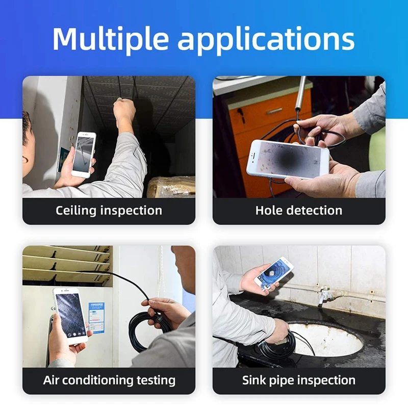 Endoscopio Wifi inalámbrico, endoscopio impermeable de inspección de coche de teléfono móvil, endoscopio de tubería Industrial, uso Universal