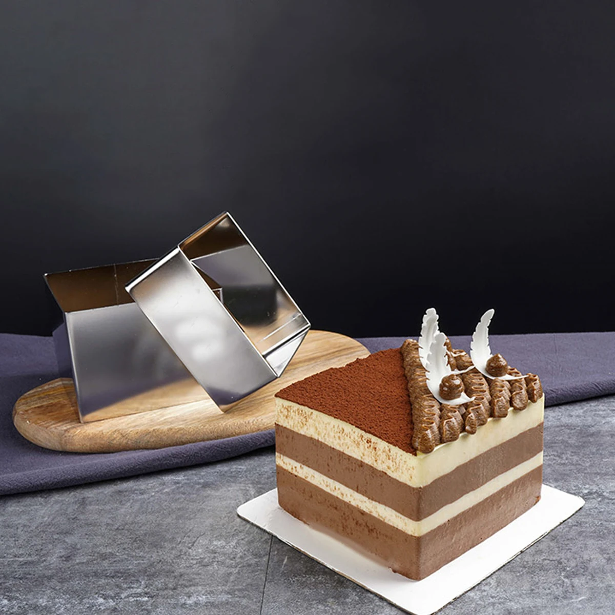 

Stainless Steel Cake Ring Square Molds Mousse Rings for Dessert Pastry Tools