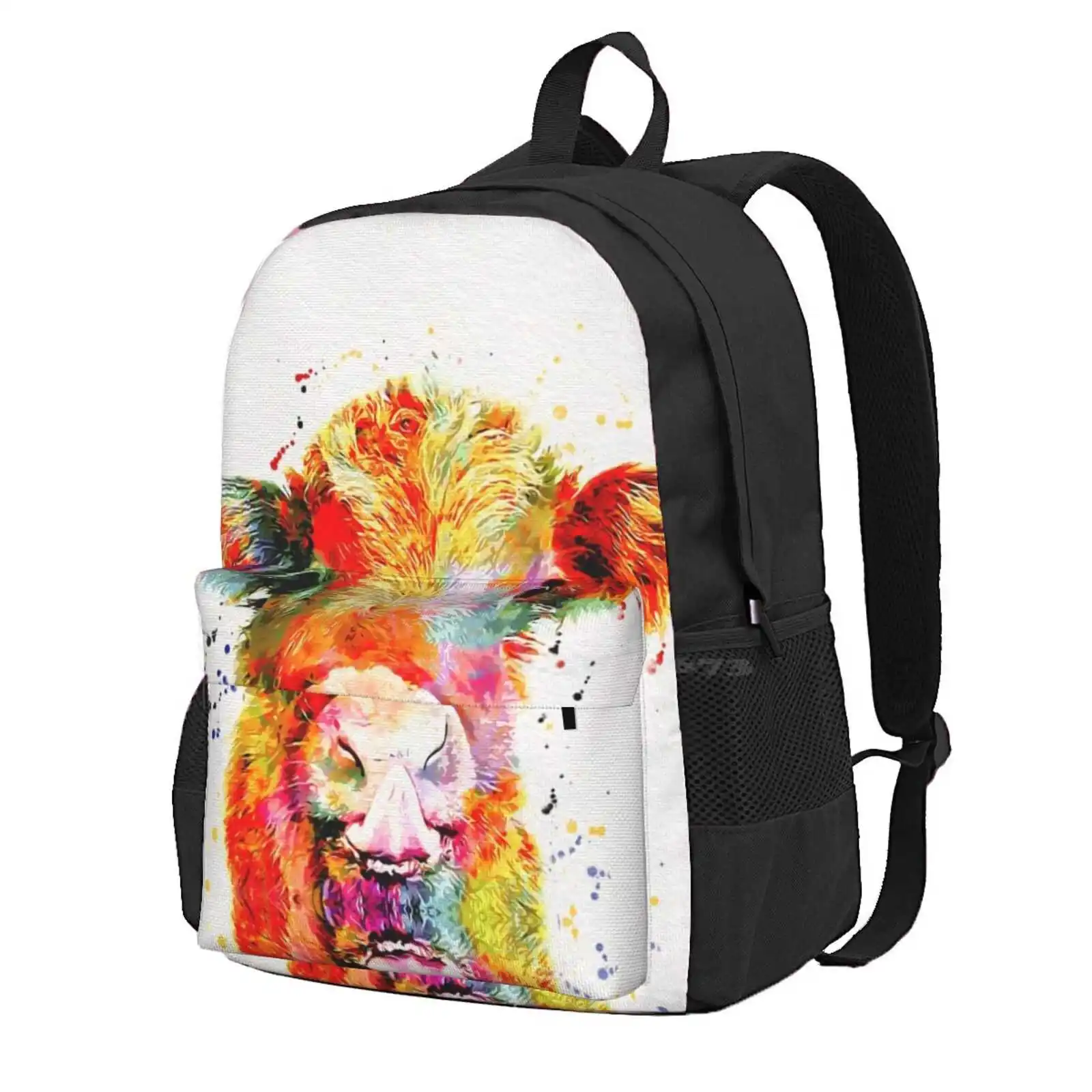 Baby Cow Watercolor Art Hot Sale Schoolbag Backpack Fashion Bags Baby Cow Farm Nurcery Watercolor Cub Kids Red Blue Green