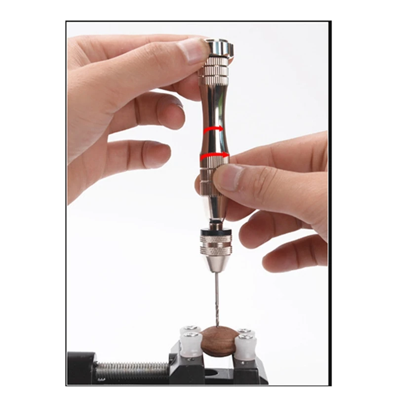 ABBQ SALE Jewelry Pin Hole Drill Jewelers Burs Drilling Reamer Chuck Clamp 4mm Mini Hand Twist Drill