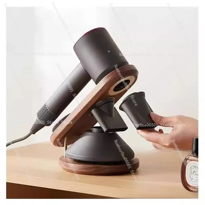 Wooden hair dryer holder Desktop multifunctional bathroom rack Countertop vertical hair dryer storage rack High quality