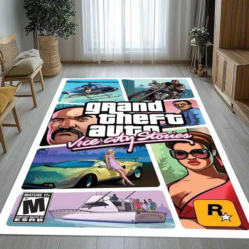 Vintage Game G-GTA San Andreas Area Rug,Soft Non-Slip Carpet Mat for Living Room Bedroom Playroom,Sofa Floor Rug,Home Decor Gift