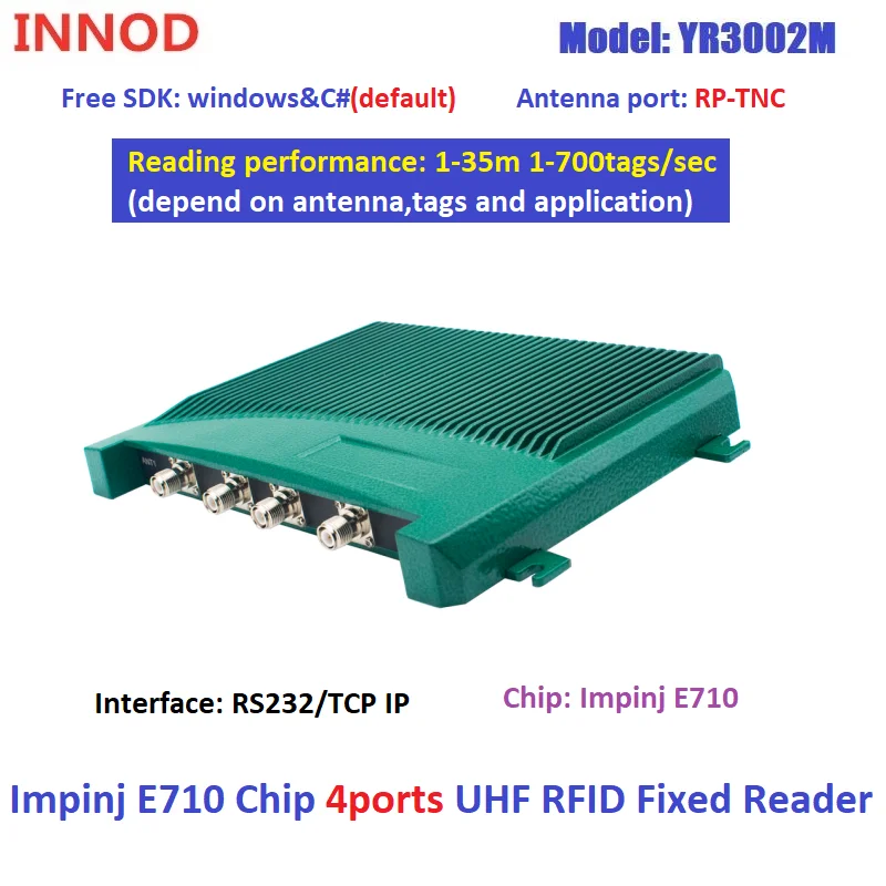 

Impinj E710 R2000 1-30M Uhf Rfid Fixed Reader TCP IP free C++ Java SDK For Warehouse Asset Tracking Hospital Inventory