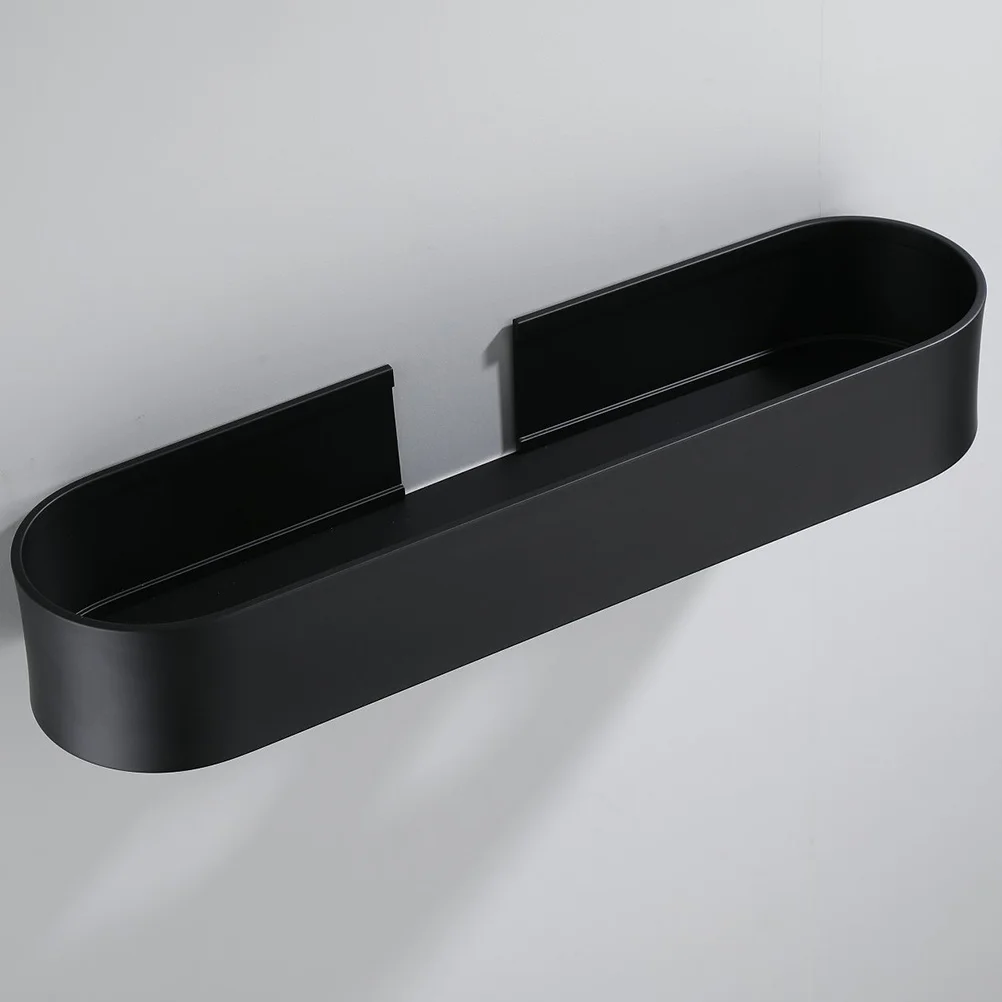 

Black 50Cm No Drill Adhesive Bathroom Metal Storage Rack Wall Mounted Tooth Cup Brush Organizer with Drain Holes Sturdy Kitchen