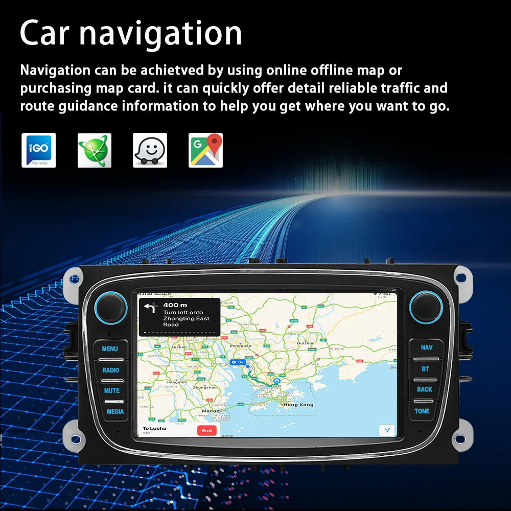 7inch Car Radio for Ford Focus II/S-Max/Mondeo 9/Galaxy Il/C-Max/Kuga Multimedia Video Player GPS CarPlay Android Auto FM USB