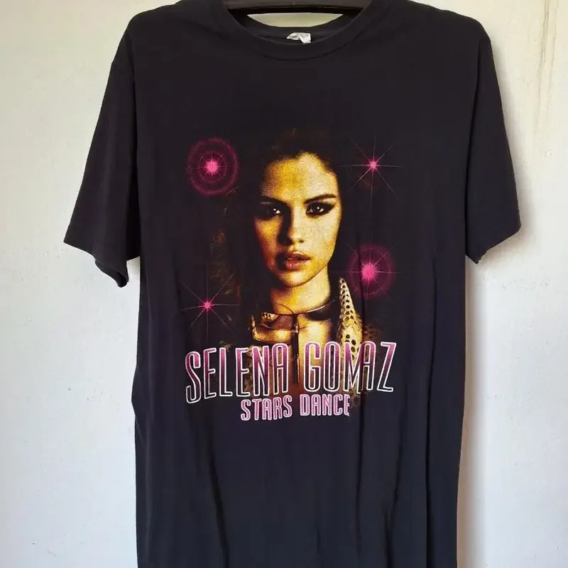 Selena Gomez Stars Dance Tour 2013 Solid T-Shirt Black Size L