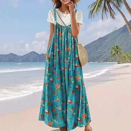 

American Sle Floral Print Jumpsuit Strapl Long Pants Casual Floral Patterned One-Piece Suit Women's Faion Spring 202